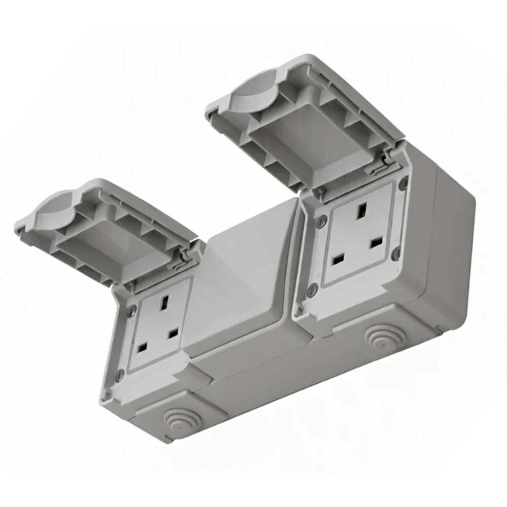 Ultralight Outdoor Switch 2 Socket 13A + 1 Gang Switch - IP65 Weather Proof (M65/13U/2/L1-1)