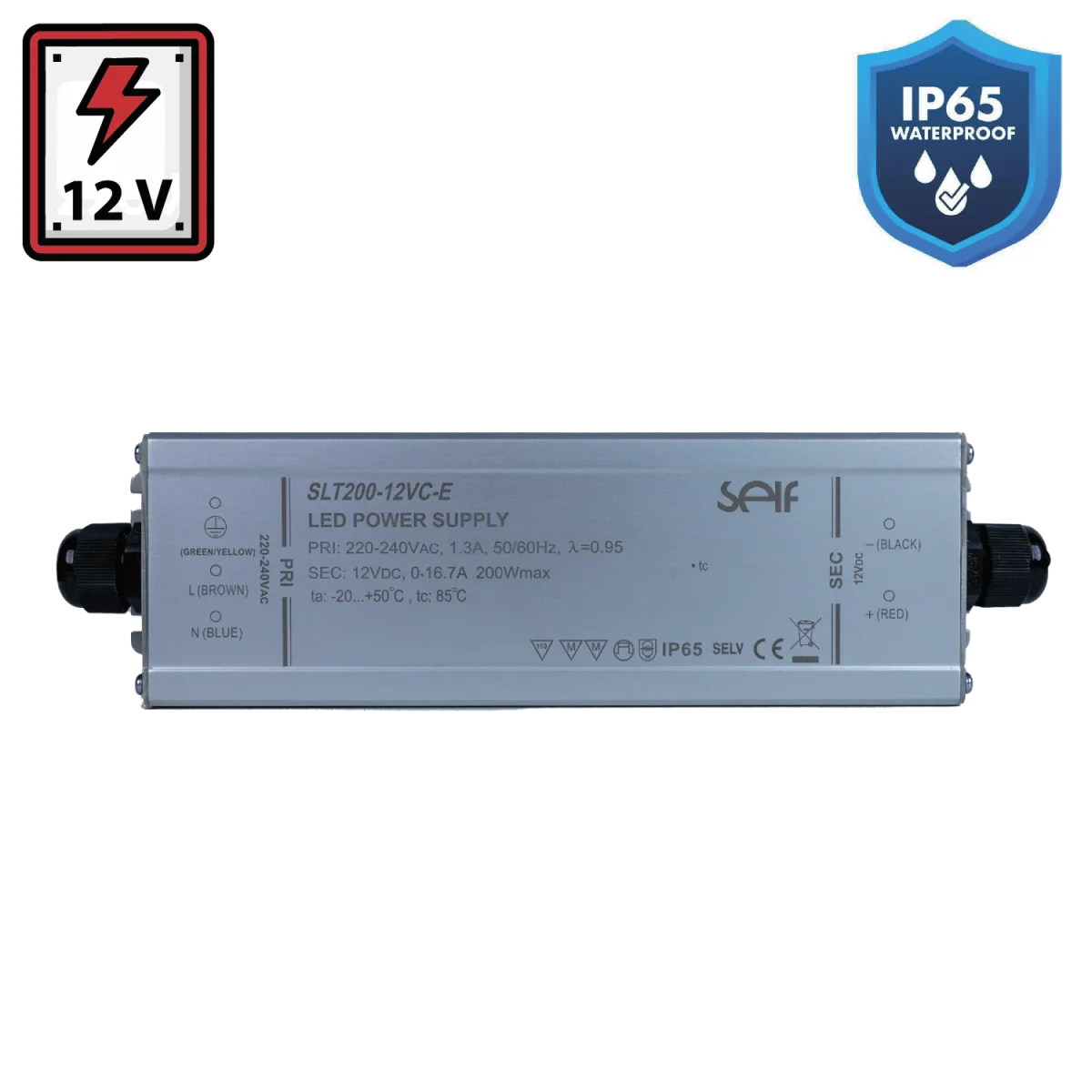 Ultralight Power Supply 12V 200W IP65 (SLT200)