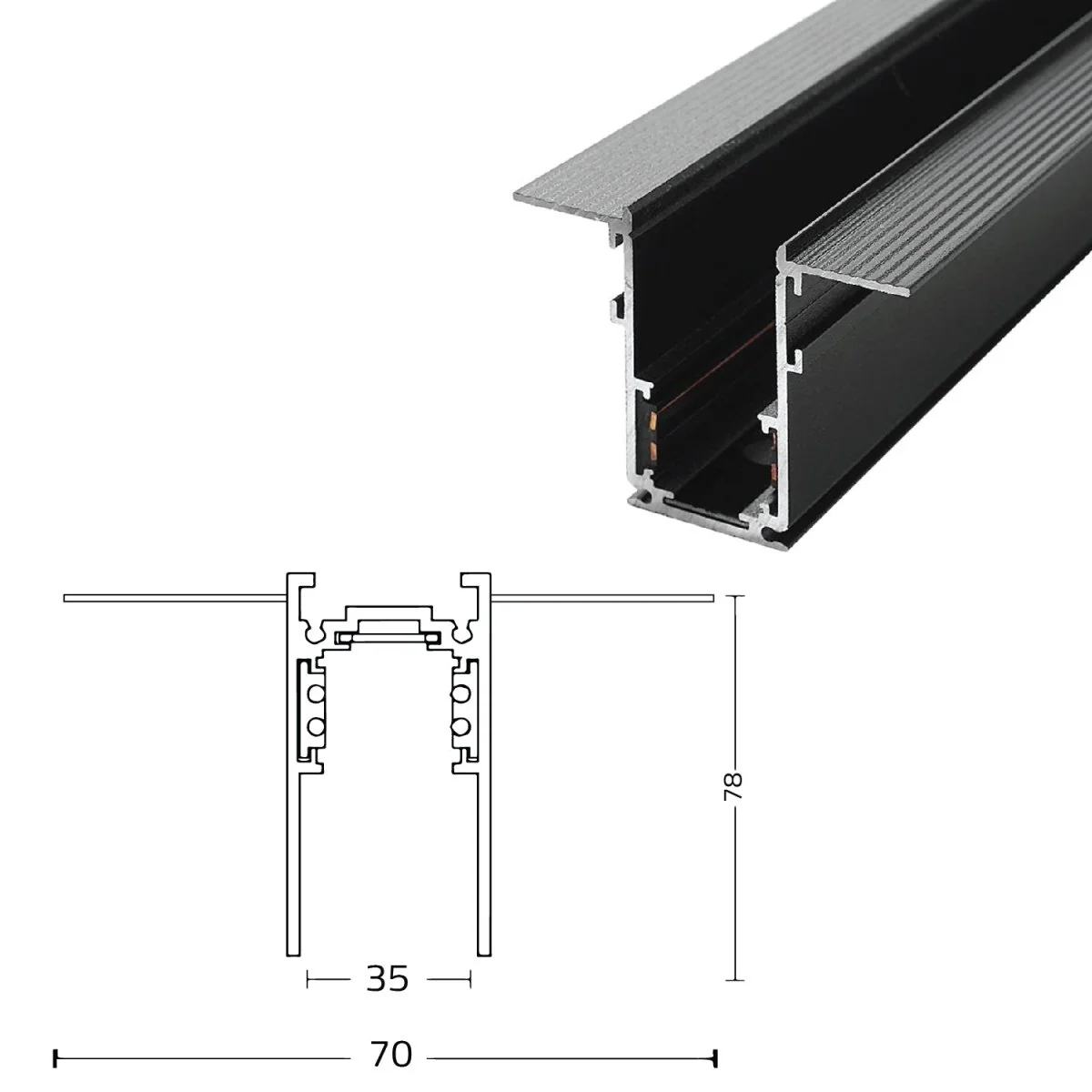 Ultralight recessed magnetic track rail 3.5CM (BT-R035) - Image 5