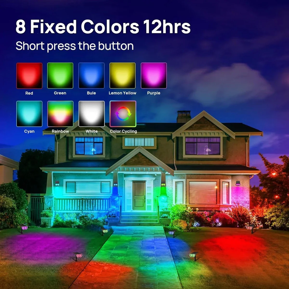 Ultralight Solar Landscape Light With 8 Light Color Auto Work at Night (LL18010) - Image 3