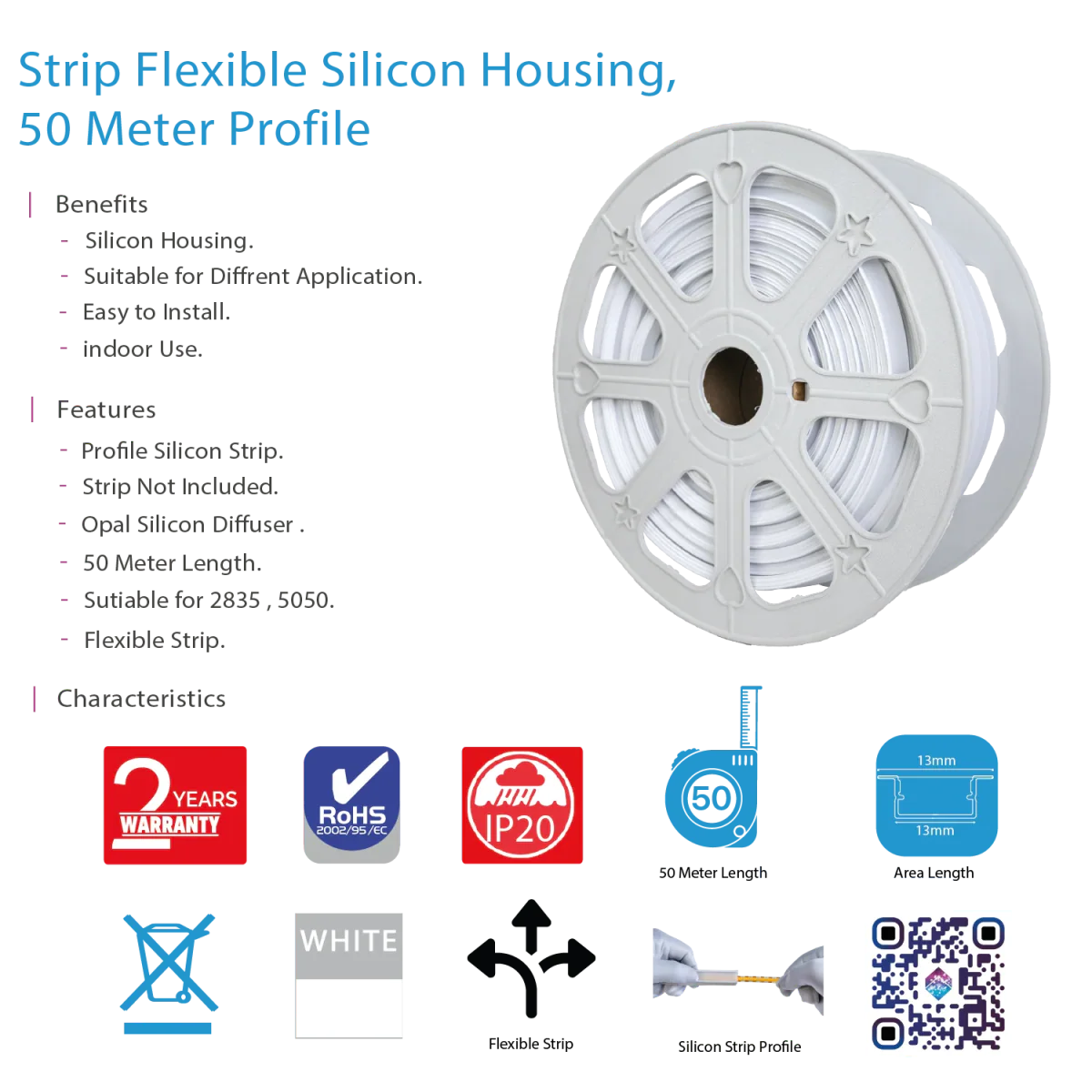 Ultralight Strip Silicon Frame - Flexible Housing 50M (Profile 1510) - Image 9