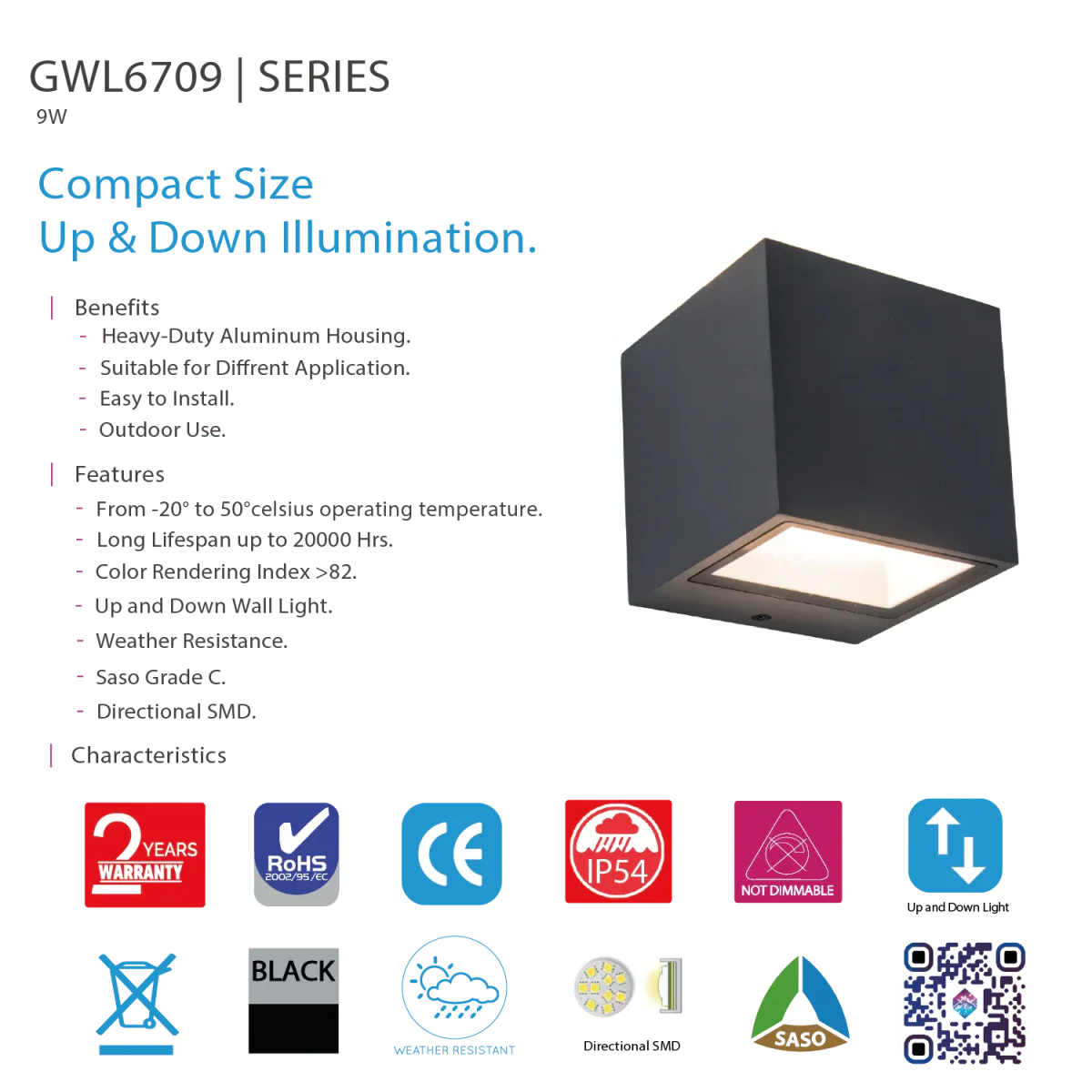 Ultralight Up & Down Wall Light (GWL6709) | Weatherproof Outdoor Wall Lighting - Image 6