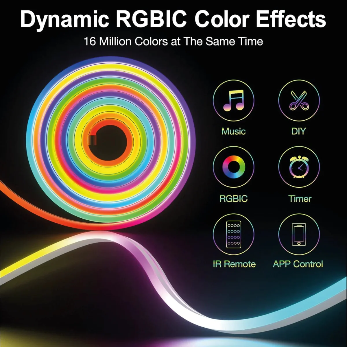 USB Neon LED Strip Light with Music Sync & Smart Control – 5M (RGB Flex Light) - Image 4
