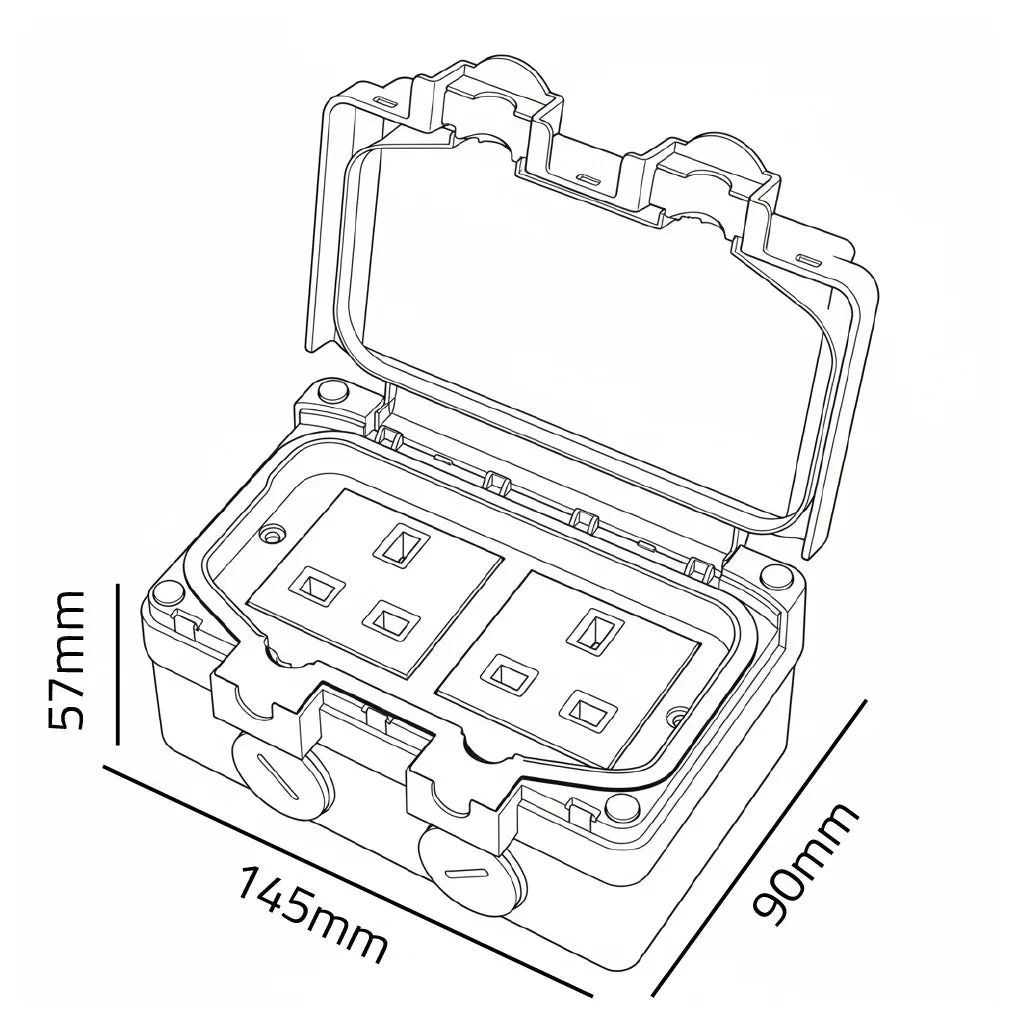 Ultralight Waterproof Double Socket 13A IP66 (FSH-2*13A) - Image 4