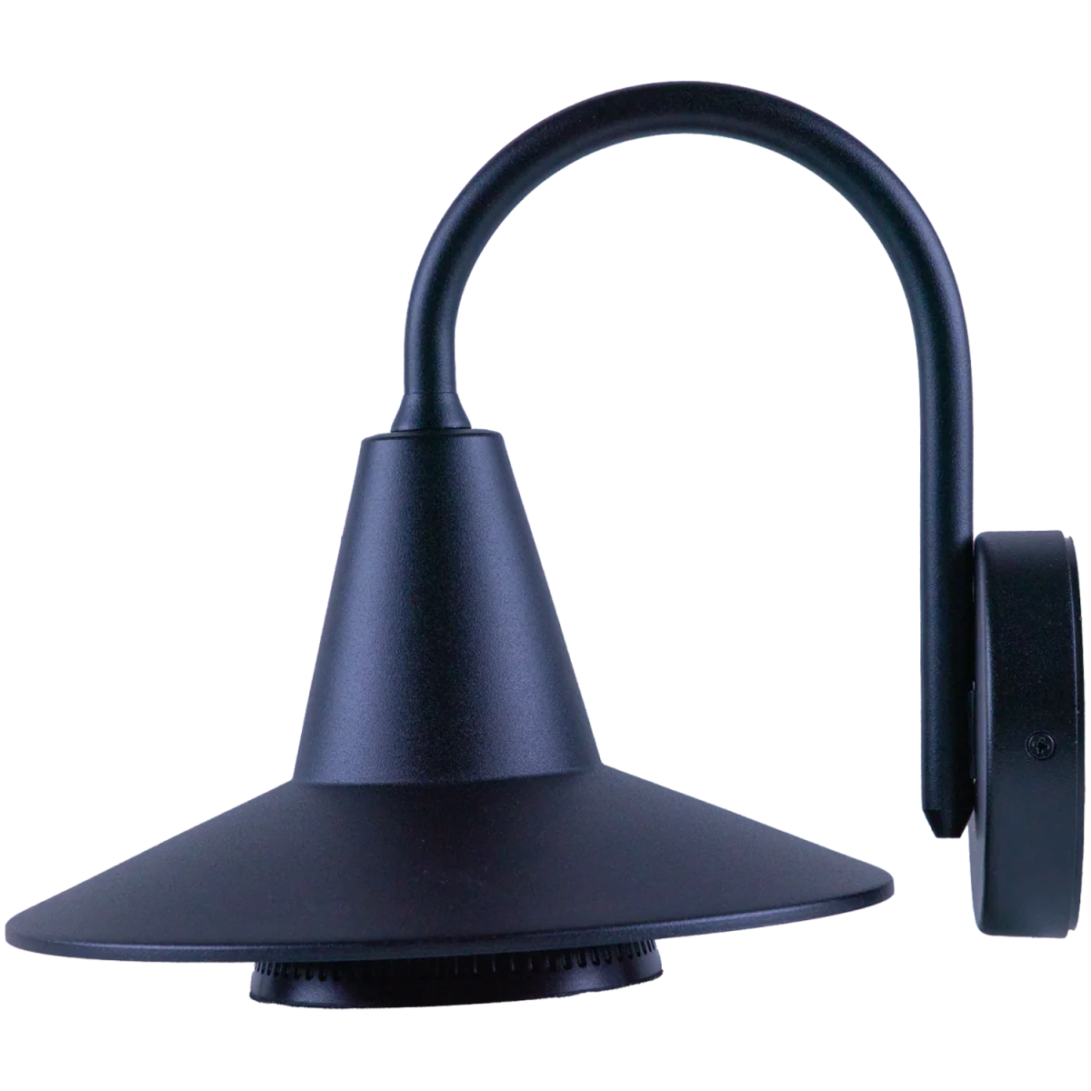 WALL LIGHT FRAME (WL-ODL-1012) – Outdoor Aluminum Swan-Neck Light with E27 Base, Clear Glass Diffuser, IP54, Black