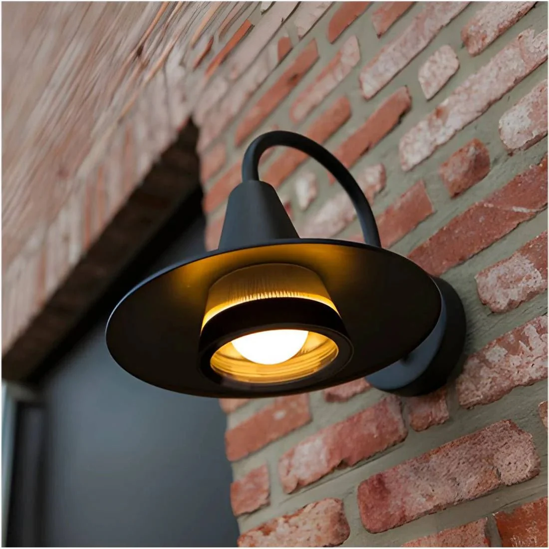 WALL LIGHT FRAME (WL-ODL-1012) – Outdoor Aluminum Swan-Neck Light with E27 Base, Clear Glass Diffuser, IP54, Black - Image 2
