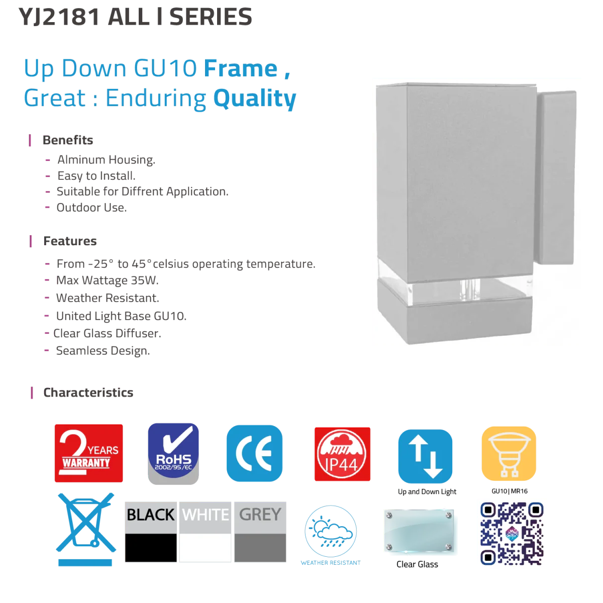 Ultralight Modern Outdoor Wall Frame GU10 (YJ2181-1) - Image 6