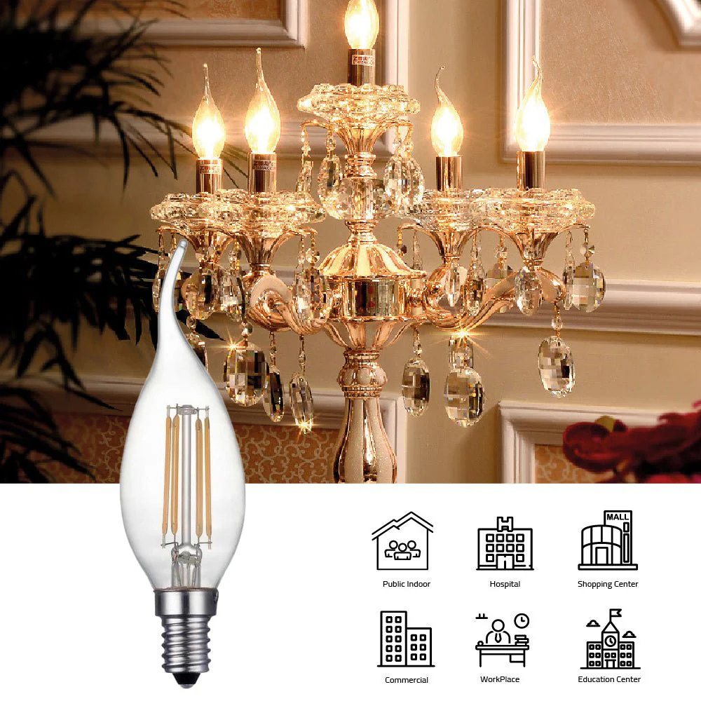 Ultralight White Candle Bulb E14 Base (C37-FLAME) - Image 4
